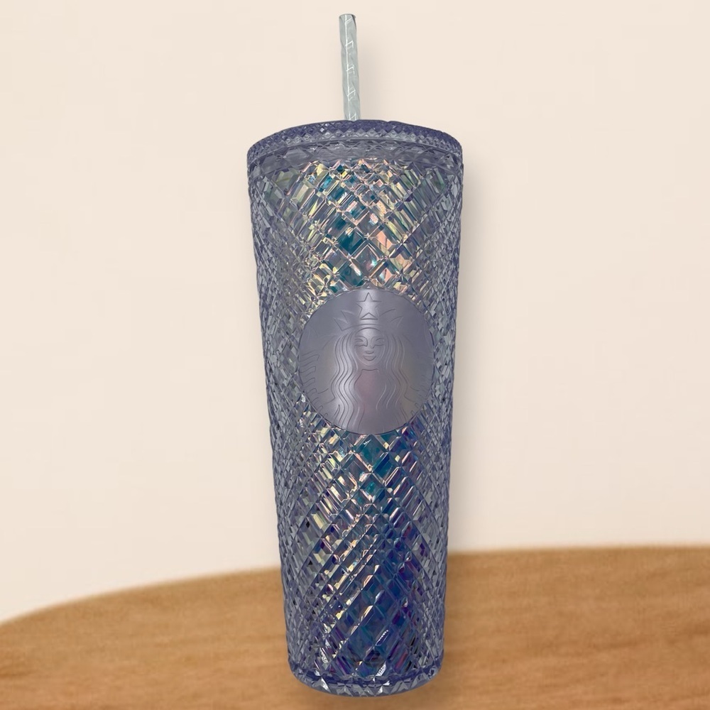 Starbucks Tumbler iridescent holiday silver gray 24 ounce cold cup NWT